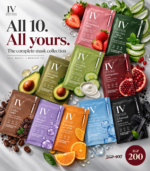 IV Care collection of 10 sheet masks with fruit and skincare ingredients, priced at EGP 200 instead of EGP 400.